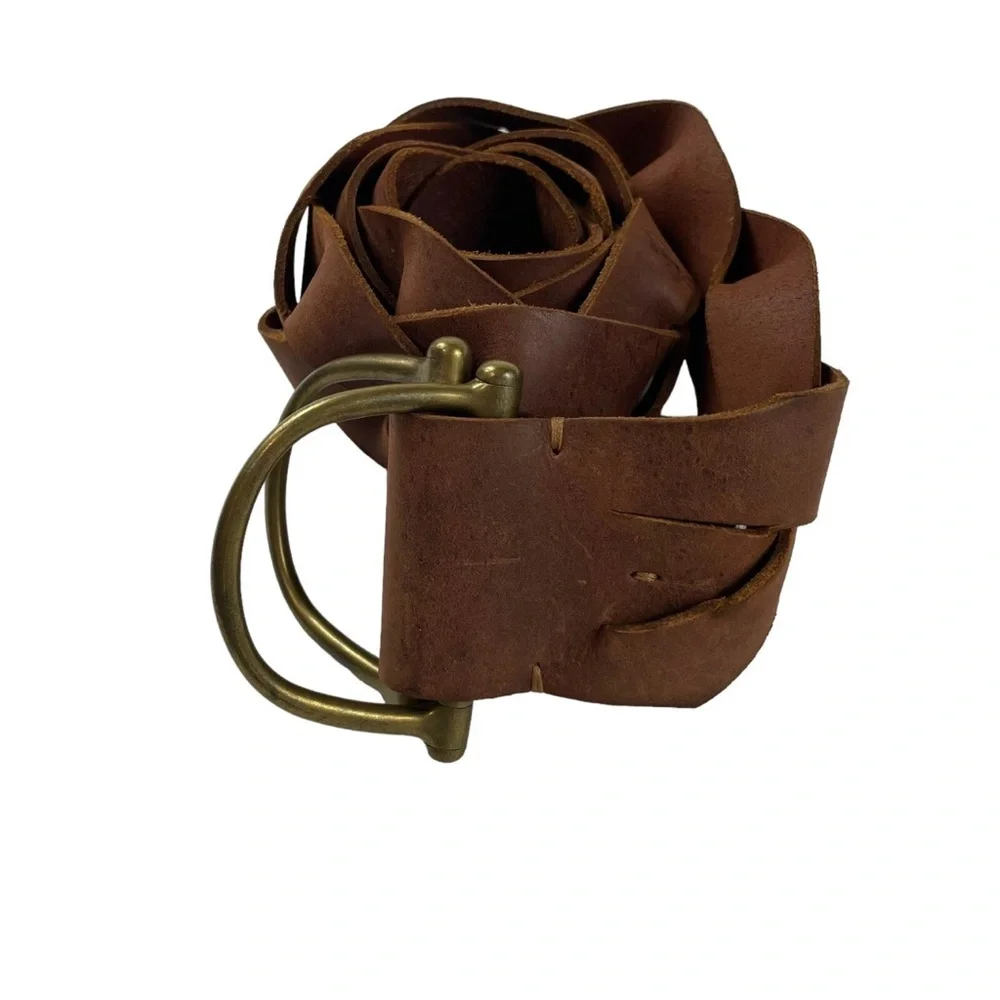 Ralph Lauren sze Small Brown Leather Belt with Brass Buckle